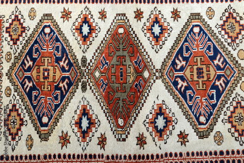 Obraz na płótnie Textures and patterns in color from woven carpets