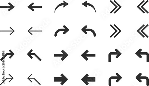 Cuadro en lienzo Collection of different arrow icons in black