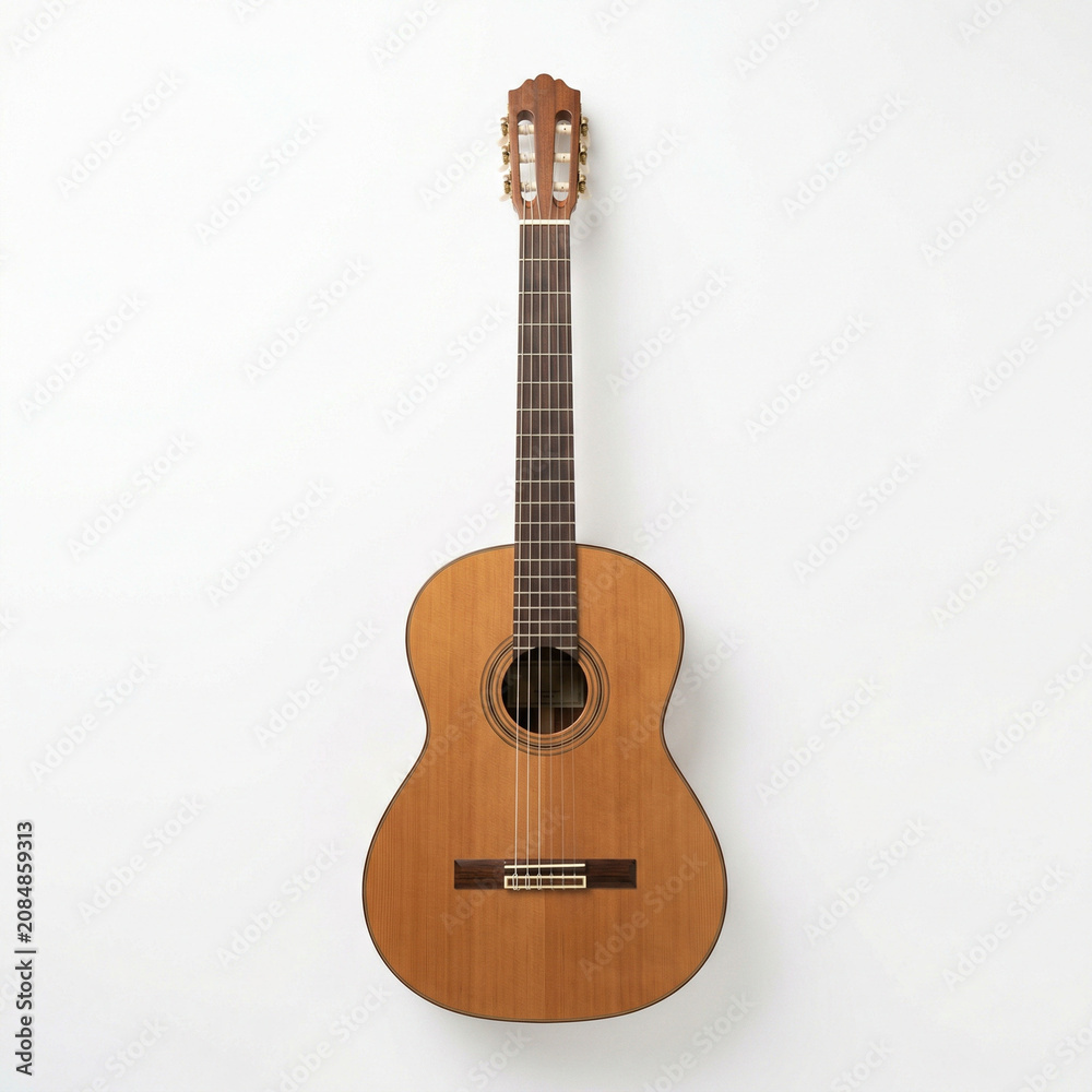 Naklejka premium Classic acoustic guitar on white background 