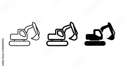 Obraz na płótnie Excavator Icons Set, Construction Machine Vector Graphics, Heavy Equipment Symbo