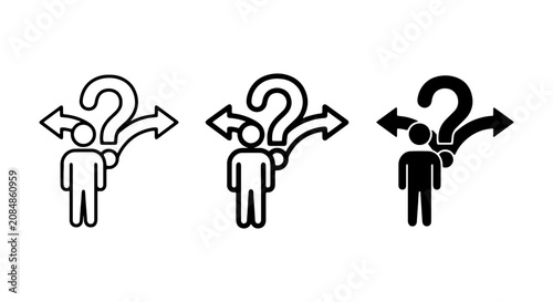 Foto Decision Making Icons, Choice Dilemma Symbols, Question Mark Paths, Business Str