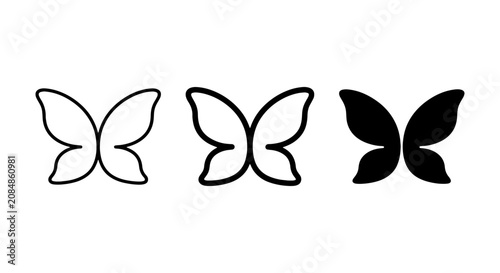 Canvastavla Butterfly Icons, Vector Silhouettes, Insect Wing Graphics, Simple Outline Art