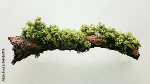 Soft Colours Tree Moss on White Background for Photorealistic Designs