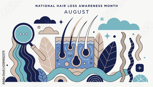 Photos Decorative illustration showing hair follicles for national hair loss awareness