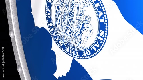 Metallic Shield Transitions with the Flag of State of Wyoming of United States of America