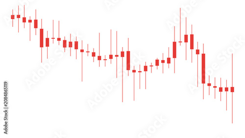 Photos Red Falling Stock Market Chart Arrow Isolated on Transparent Background, Financi