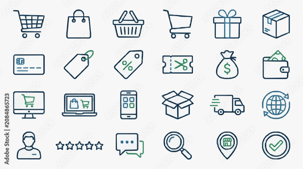 Fototapeta premium E-commerce and Shopping Icons Set