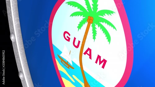 Metallic Shield Transitions with the Flag of Territory of Guam of United States of America