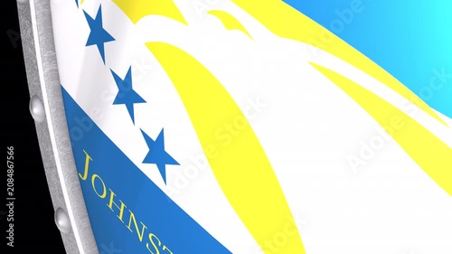 Metallic Shield Transitions with the Flag of Territory of Johnston Atoll of United States of America