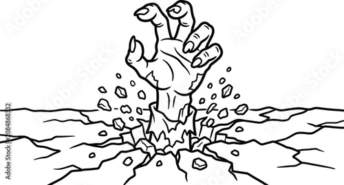 Canvastavla Halloween zombie hand emerging from grave spooky illustration for horror fans an