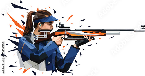 Fotografie Competitive shooting illustration, rifle sports artwork, precision athlete desig