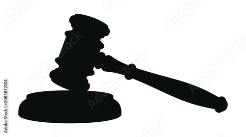Cuadro en lienzo Gavel Silhouette On White Background Legal Justice Symbol
