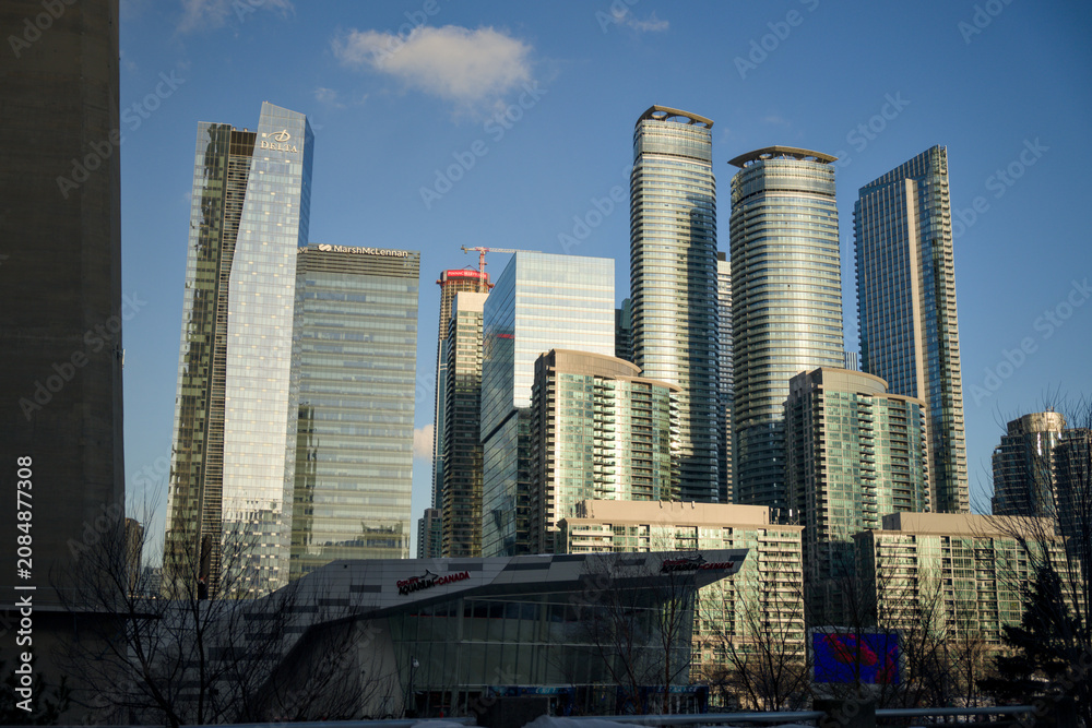 Obraz premium Aqualina condo tower rises amid downtown skyscrapers in Toronto, Canada, February 4, 2026