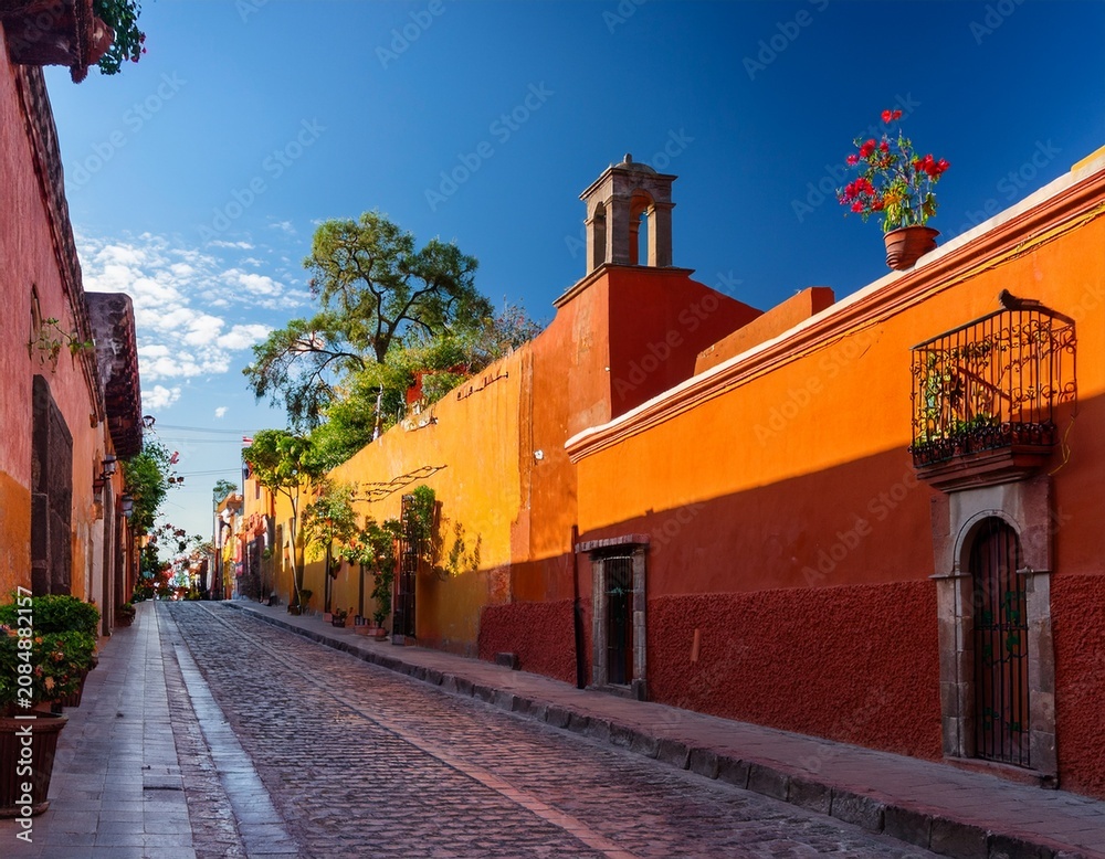 Fototapeta premium captivating colonial architecture and colorful streets of san miguel de allende showcasing the charm of mexico s cultural heritage and vibrant travel destinations
