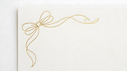 Elegant gold ribbon and bow corner element isolated on a clean white background for luxury design