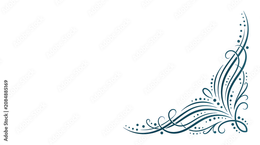 Naklejka premium Decorative corner element with abstract curved lines and elegant flourishes on a white background