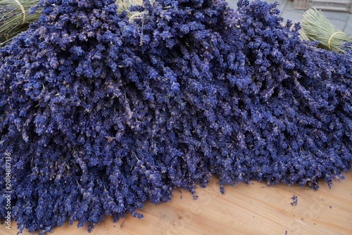 Bunches of fragrant dried lavender flowers in Provence