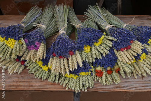 Bunches of fragrant dried lavender flowers in Provence