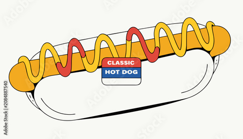 фотографія Very beautiful realistic vector illustration of a classic hot dog served in a fr