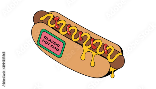 Photos Very beautiful realistic vector illustration of a classic hot dog served in a fr