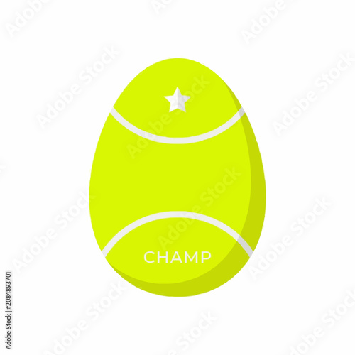 Tennis Ball Champ Winner Star Vector Icon Flat Design