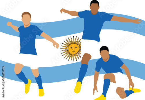Fotografi Argentina football players national team flag championship flat vector illustrat