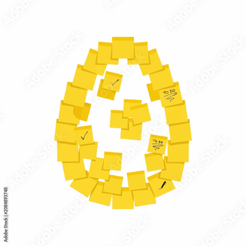 Yellow sticky notes circle to do list flat design vector