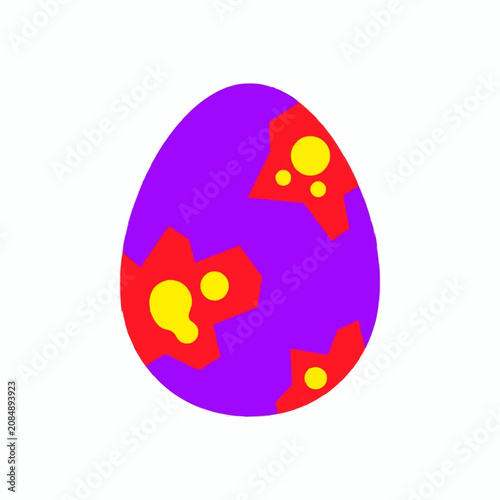 Purple Easter Egg with Red and Yellow Spots Flat Design