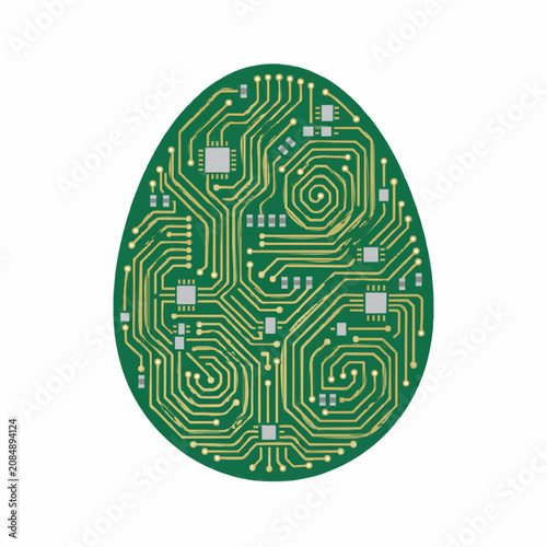 Green Circuit Board Oval Electronic Egg Shaped Vector