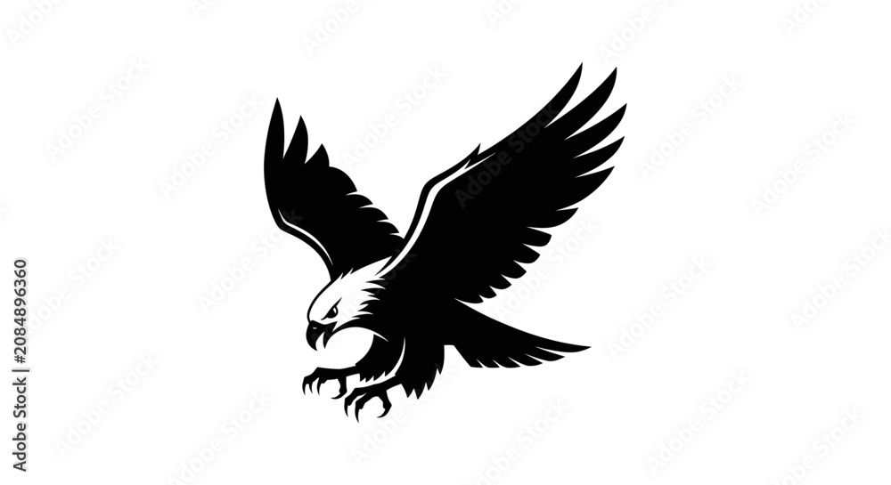 Fototapeta premium Black eagle in flight silhouette closeup.
