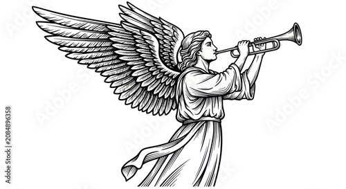 Foto Angel Blowing Trumpet Heavenly Musician.