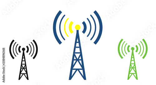 Obraz na plátně Cell towers with radio waves signal.