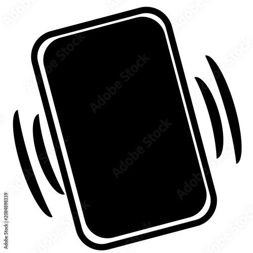Minimalist vibrating smartphone icon vector clip art. Perfect modern black and white cell phone illustration for app UI, web design, or notification symbol.