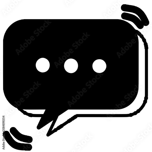 Modern black chat bubble icon with three dots. Perfect vector graphic for UI and UX design, messaging apps, web elements, and communication logos.