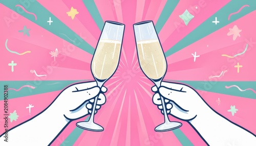 Champagne Toast: A Celebration of Pink & Green Joy