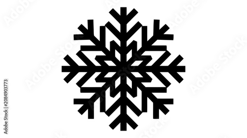 Vector illustration of black snowflake icon on a transparent background