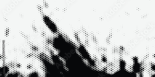 Bild auf Leinwand Intense monochrome background featuring a vibrant black halftone texture with di