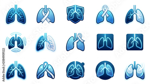Foto Collection of Lungs Icons and Symbols for Medical and Health Concepts