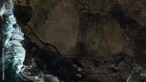 Aerial View of Newport Rocky Coastline with White Wash Waves, Sydney Northern Beaches