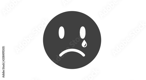 Tableau sur toile A sad face emoticon with a tear drop is displayed prominently.