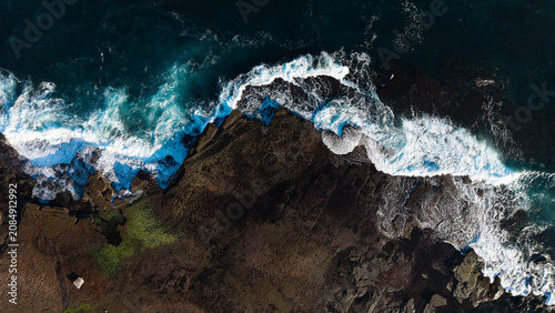 Aerial View of Newport Rocky Coastline with White Wash Waves, Sydney Northern Beaches