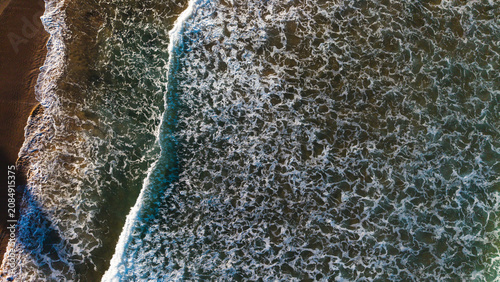 Aerial View of Newport Rocky Coastline with White Wash Waves, Sydney Northern Beaches