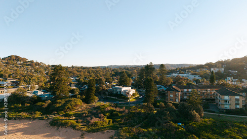 Aerial View of Newport Rocky Coastline with White Wash Waves, Sydney Northern Beaches