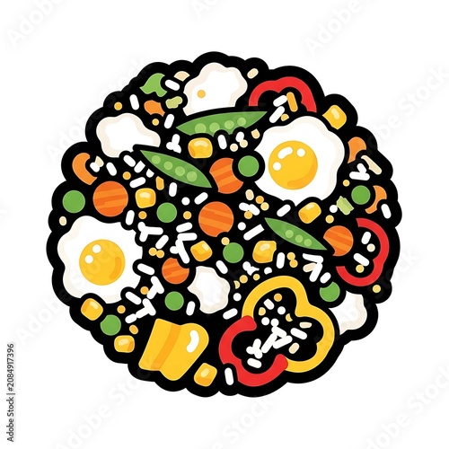 Colorful abstract pattern with floral and geometric designs.