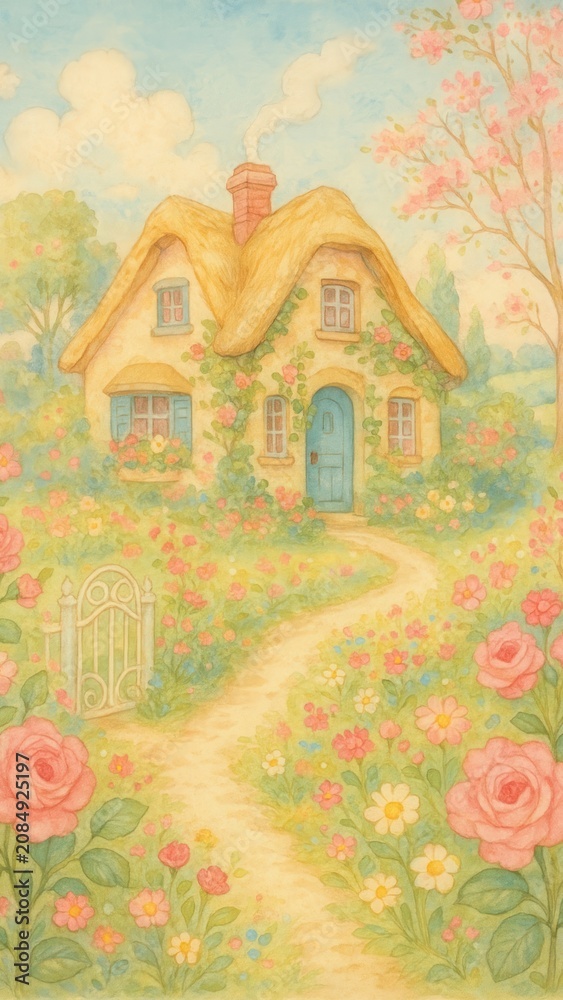 Obraz premium Charming cottage garden mobile wallpaper