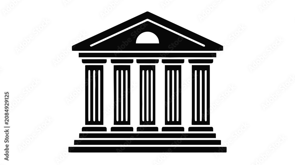 Obraz premium Vector illustration of vector icon of a classic building with columns representing a bank or museum on a transparent background