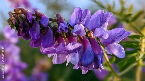 Vivid Closeup of Wild Cow Vetch Flowers in Purple - Botanical Photography
