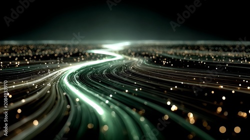 Abstract visualization of flowing lines of light, suggesting data transfer and speed