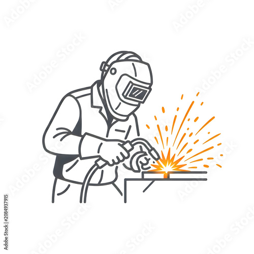 Welder working with sparks flying