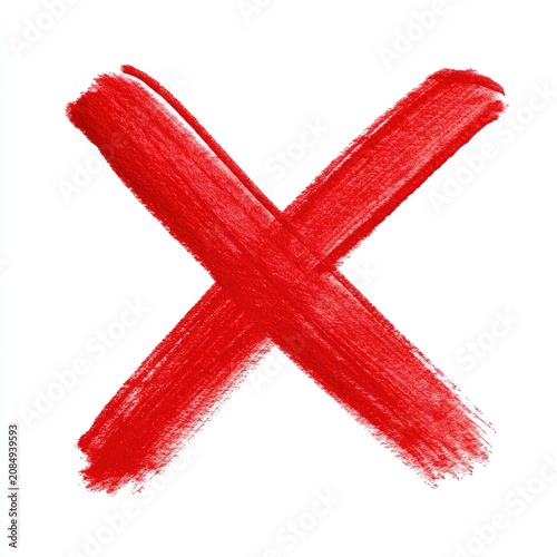 Bold red brushstroke 'X' symbol on a clean white background